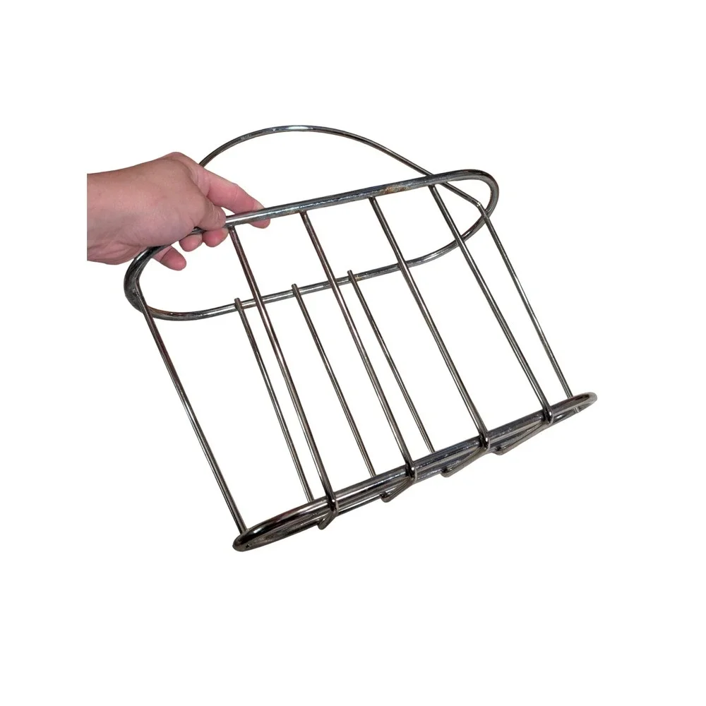 Vintage Chrome Wire Magazine Rack Record Holder Silver Mid Century Modern‎ MCM